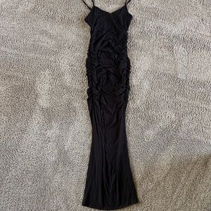 Chic Black Ruched Maxi Dress